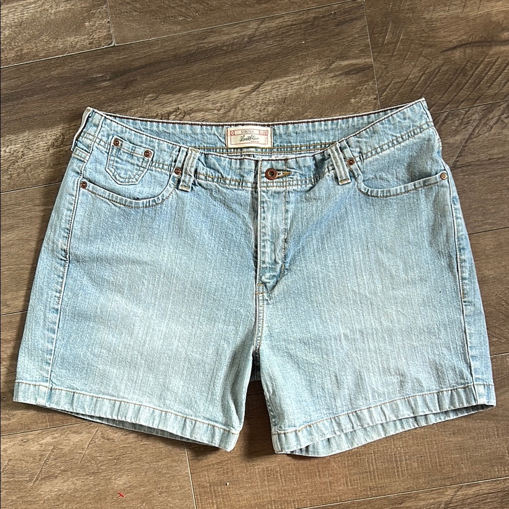 Levi Strauss Signature Womens Denim Shorts Size 18 Stretch Blue 5 Pockets